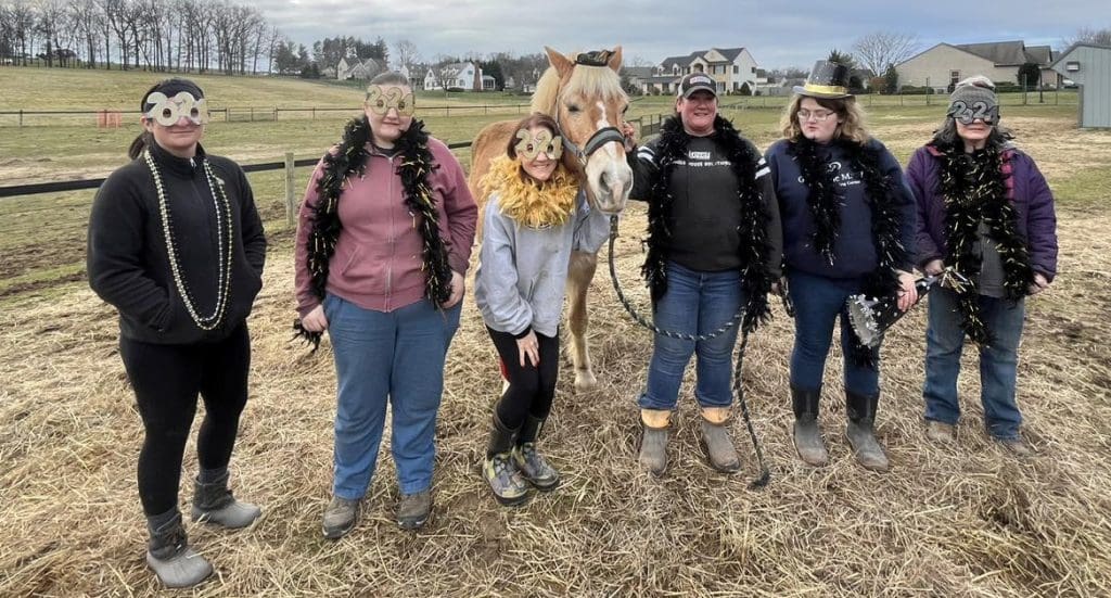 volunteer group standing outside together